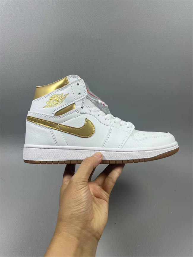 Women's Running Weapon Air Jordan 1 White/Gold Shoes 0472 Women's Running Weapon Air Jordan 1 White/Gold Shoes 0472